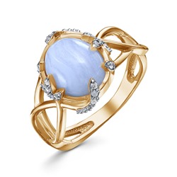 Позолоченное кольцо с голубым агатом - 1383 - п